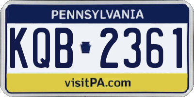 PA license plate KQB2361