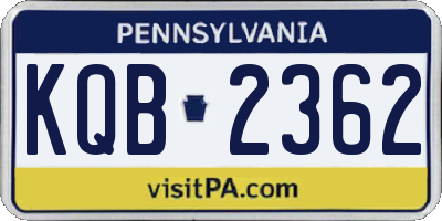 PA license plate KQB2362
