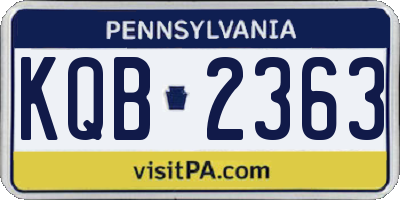 PA license plate KQB2363