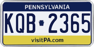 PA license plate KQB2365