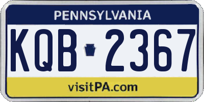 PA license plate KQB2367