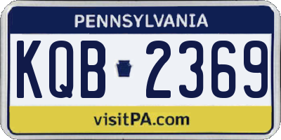 PA license plate KQB2369