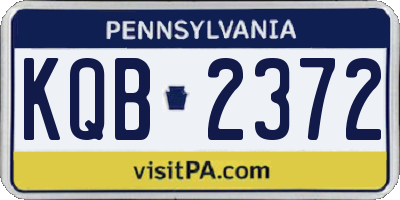 PA license plate KQB2372