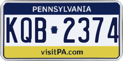 PA license plate KQB2374