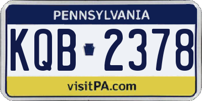 PA license plate KQB2378