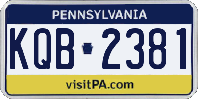 PA license plate KQB2381
