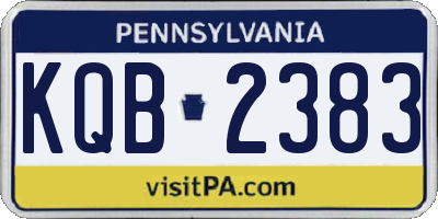 PA license plate KQB2383