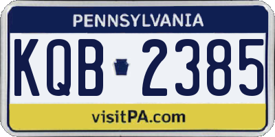 PA license plate KQB2385