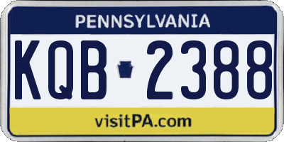 PA license plate KQB2388