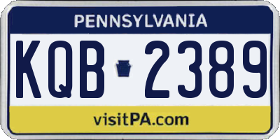 PA license plate KQB2389