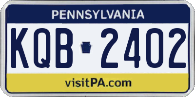 PA license plate KQB2402