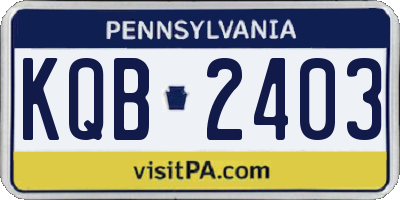 PA license plate KQB2403