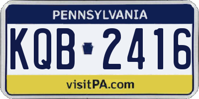 PA license plate KQB2416