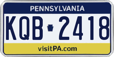 PA license plate KQB2418