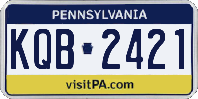 PA license plate KQB2421