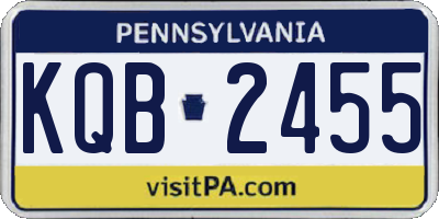PA license plate KQB2455