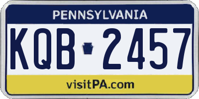 PA license plate KQB2457