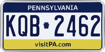 PA license plate KQB2462