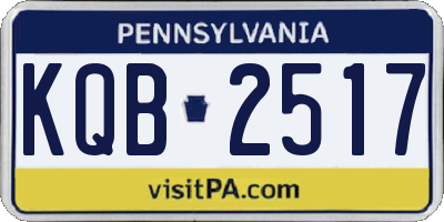 PA license plate KQB2517