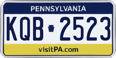 PA license plate KQB2523
