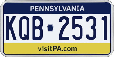 PA license plate KQB2531