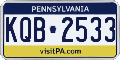 PA license plate KQB2533