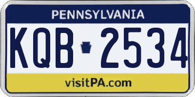 PA license plate KQB2534