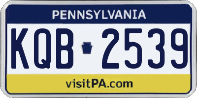 PA license plate KQB2539