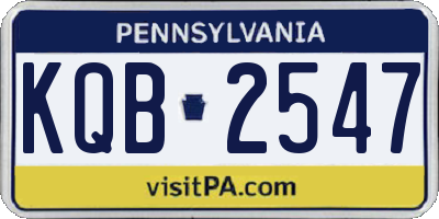 PA license plate KQB2547