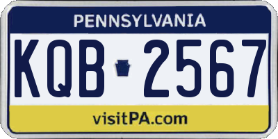PA license plate KQB2567
