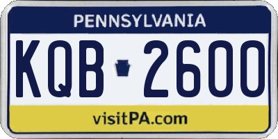 PA license plate KQB2600