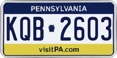PA license plate KQB2603