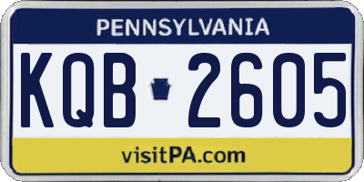 PA license plate KQB2605