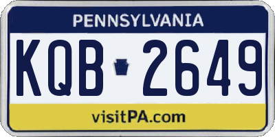 PA license plate KQB2649