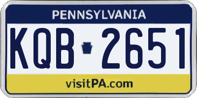 PA license plate KQB2651