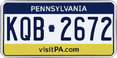 PA license plate KQB2672