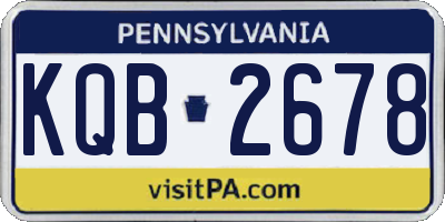 PA license plate KQB2678