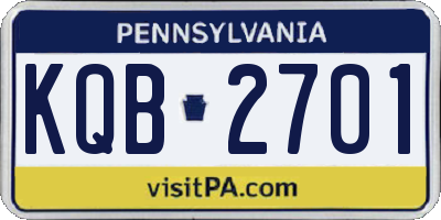 PA license plate KQB2701