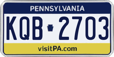 PA license plate KQB2703