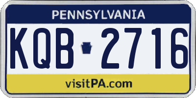 PA license plate KQB2716