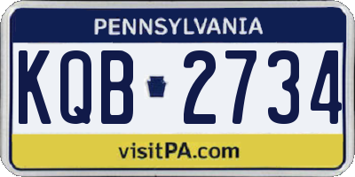PA license plate KQB2734
