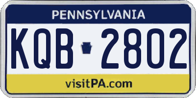 PA license plate KQB2802