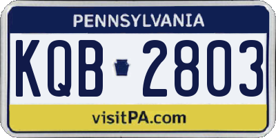 PA license plate KQB2803