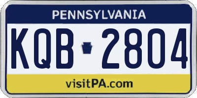 PA license plate KQB2804