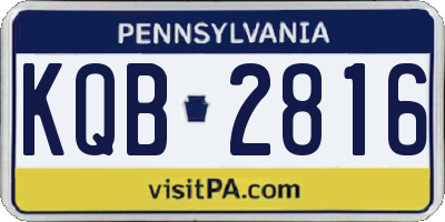 PA license plate KQB2816