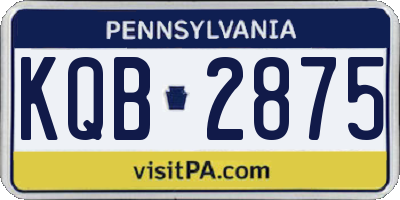 PA license plate KQB2875