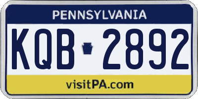 PA license plate KQB2892