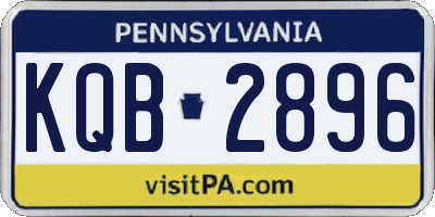 PA license plate KQB2896