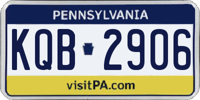 PA license plate KQB2906