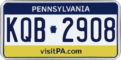 PA license plate KQB2908